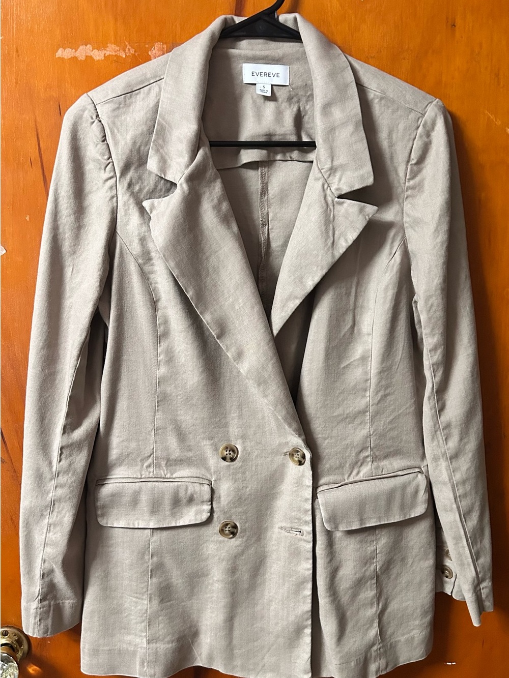 Evereve Beige Double-Breasted Blazer